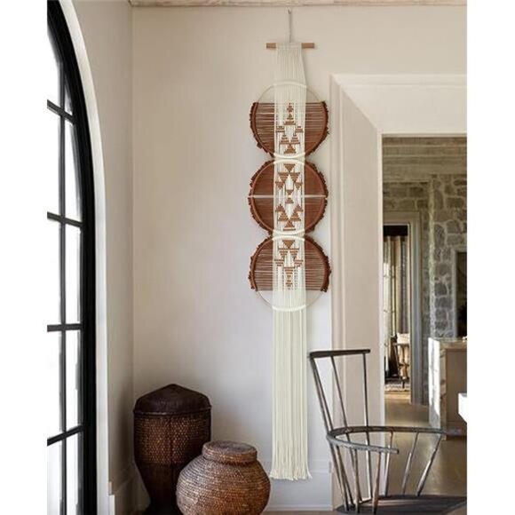 Macrame Wall Hanging Brown and white Boho Wall Decor Art Living room wall art - Picture 8 of 8